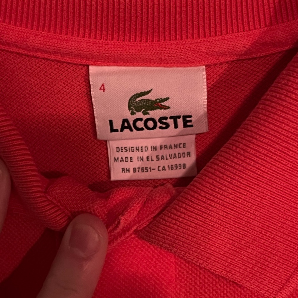 Lacoste Men's Coral Polo Shirt. Size 4, Adult SMALL - Picture 2 of 3